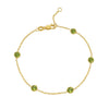 14K Yellow Gold Peridot Station Bracelet, view 2