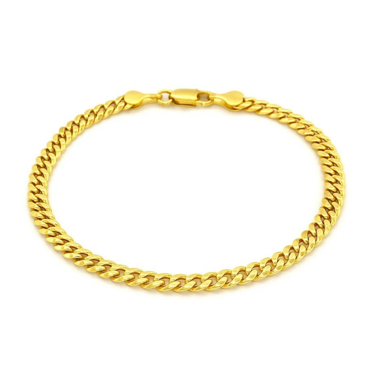 10K Yellow Gold Miami Cuban Semi Solid Bracelet (4.50 mm), view 3