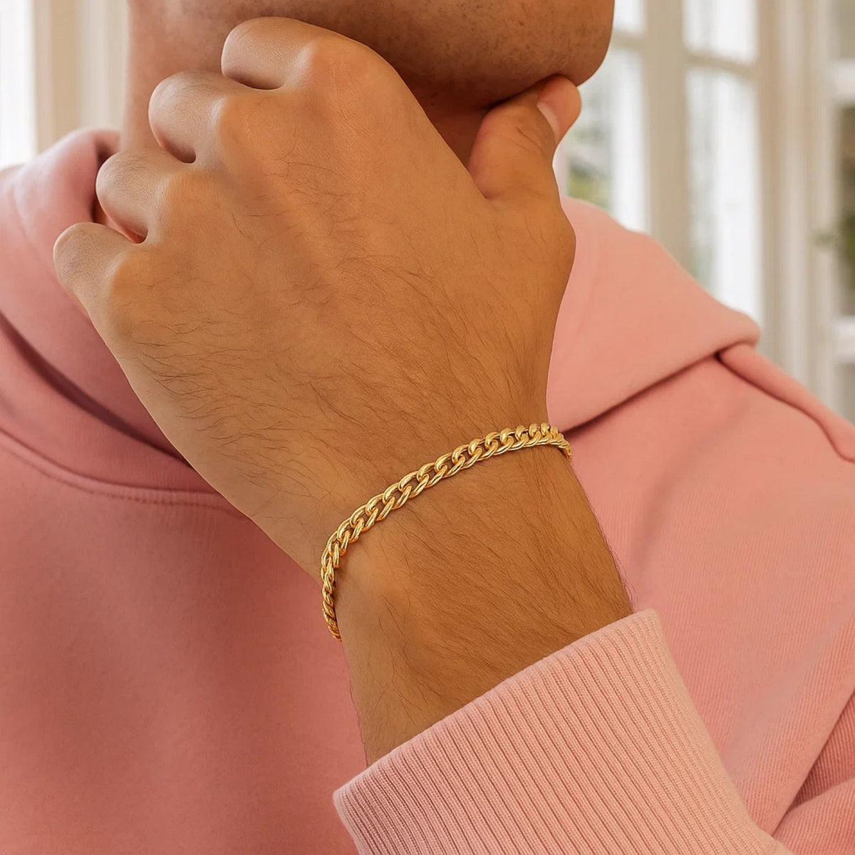 10K Yellow Gold Miami Cuban Semi Solid Bracelet (4.50 mm), view 4