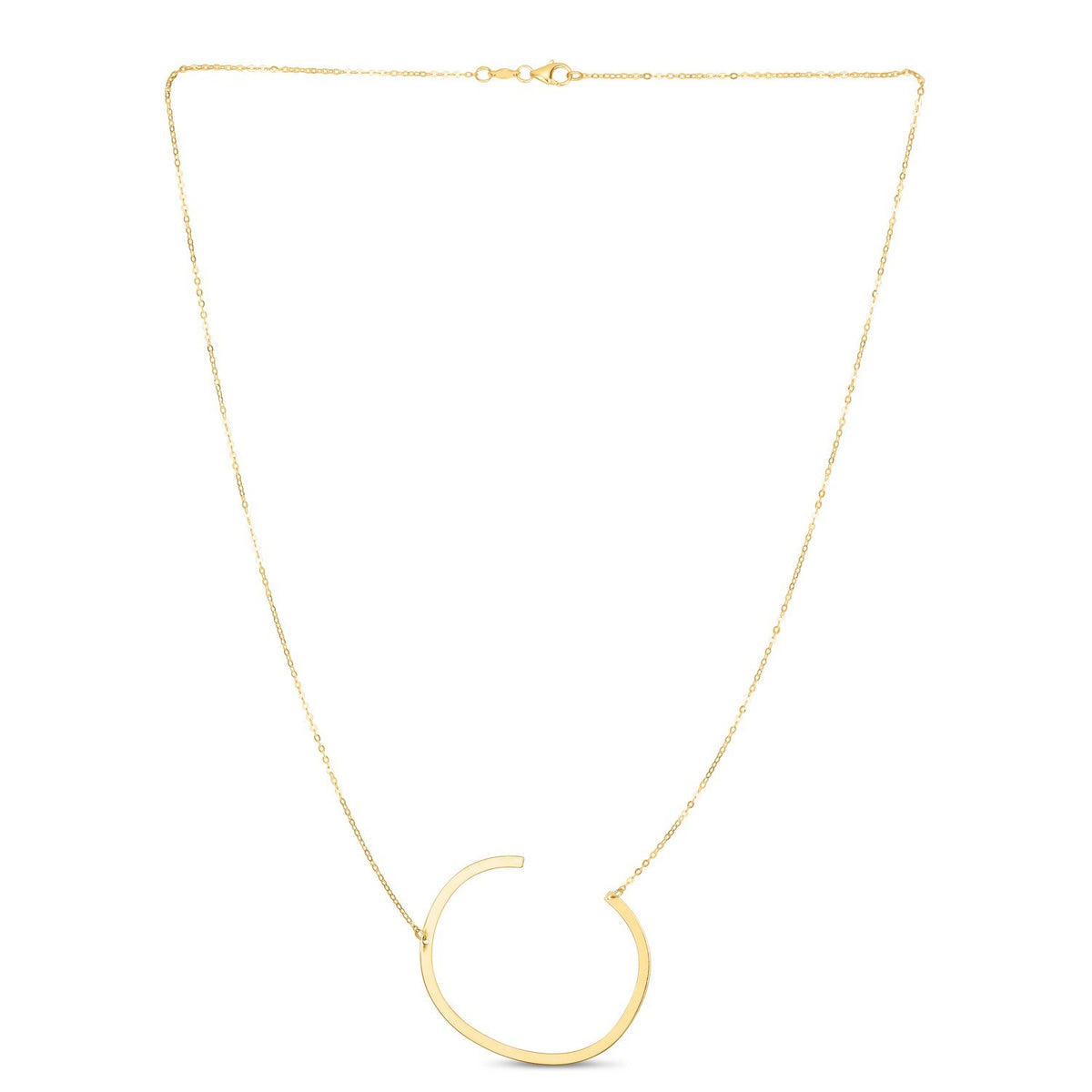 14K Yellow Gold Yours Truly Large Initial C Necklace, view 2