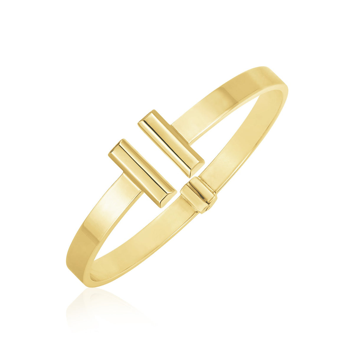 14K Yellow Gold High Polish Bar Cuff Bangle (6.00 mm)