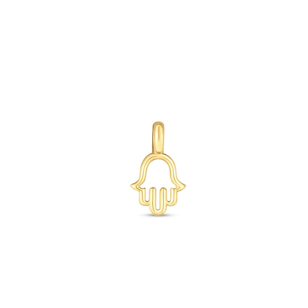 14K Yellow Gold Mini Hamsa Charm, view 2