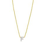 14K Yellow Gold Mini Diamond F Initial Pendant Necklace