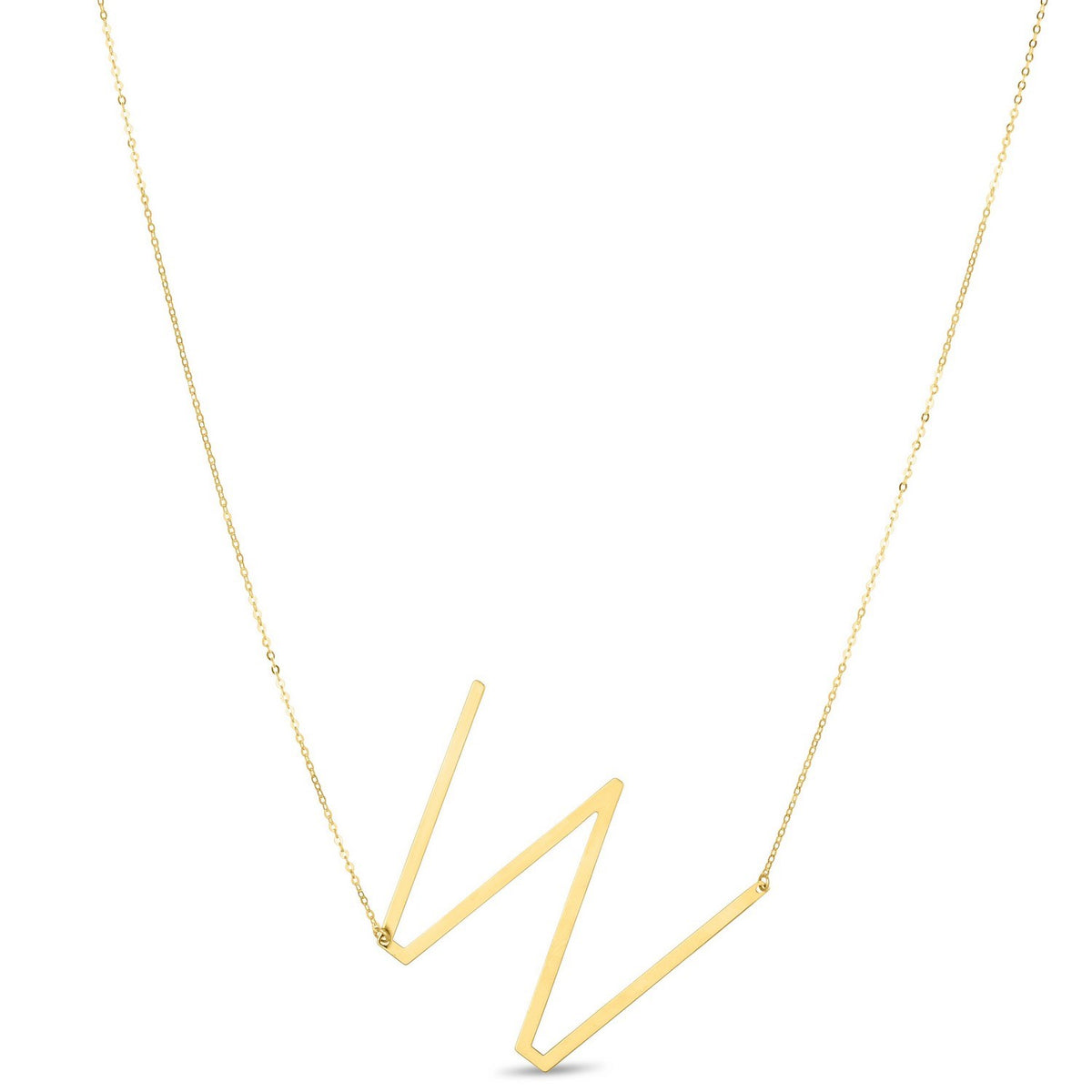 14K Yellow Gold Yours Truly Large Initial W Necklace