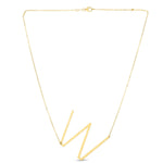 14K Yellow Gold Yours Truly Large Initial W Necklace, view 2