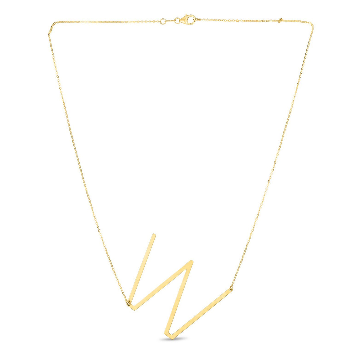 14K Yellow Gold Yours Truly Large Initial W Necklace, view 2