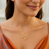 14K Yellow Gold Yours Truly Large Initial W Necklace, view 4
