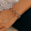 Sterling Silver Rhodium Plated Round Link Bracelet, view 5