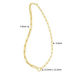 14K Yellow Gold High Polish Elongated Paperclip Chain Circle Necklace, view 2