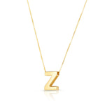 14K Yellow Gold Yours Truly Block Letter Initial Z Necklace