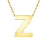 14K Yellow Gold Yours Truly Block Letter Initial Z Necklace, view 2