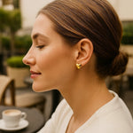 Puffed Up Heart Stud Earrings in 14K Yellow Gold, view 3