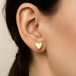 Puffed Up Heart Stud Earrings in 14K Yellow Gold, view 4