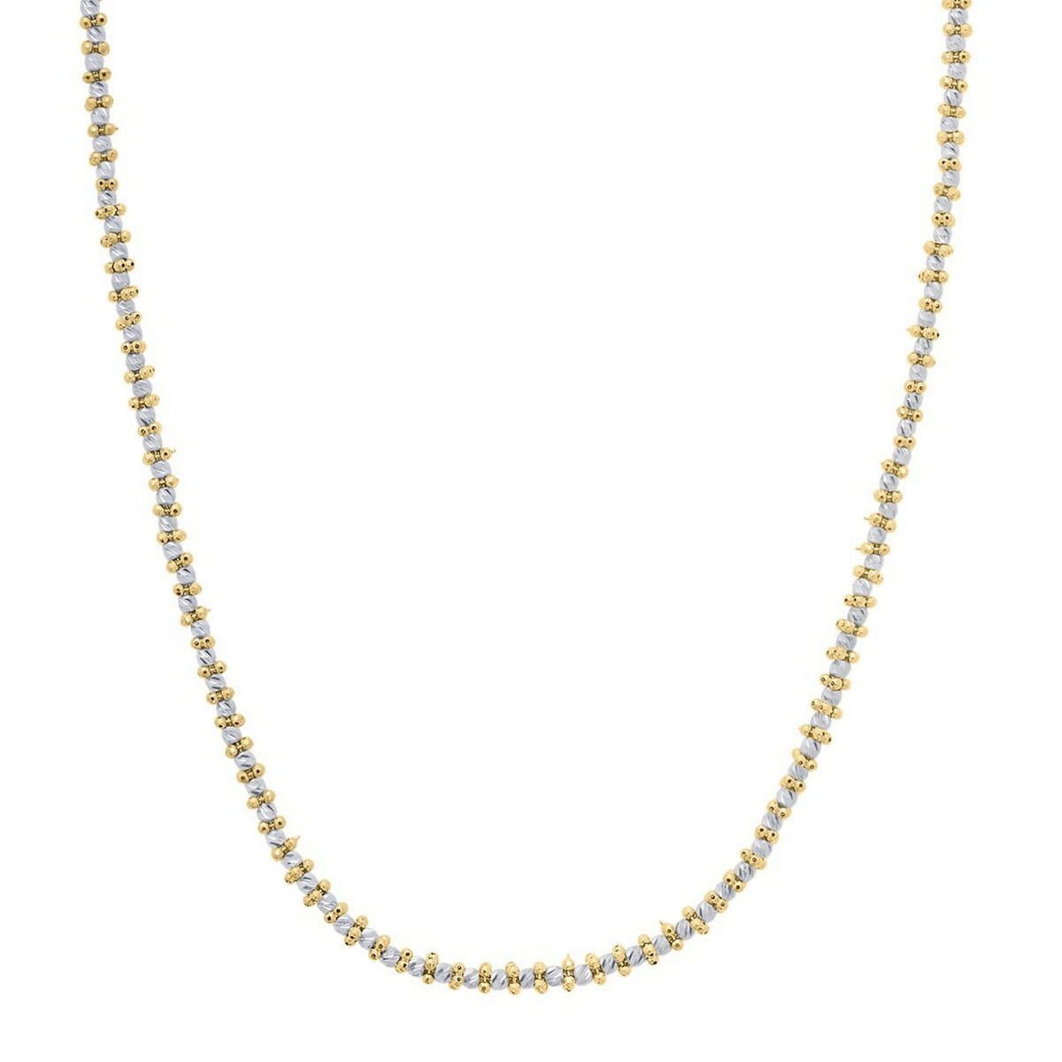 Two Tone Pallina Bead Necklace in 14K Gold, view 2