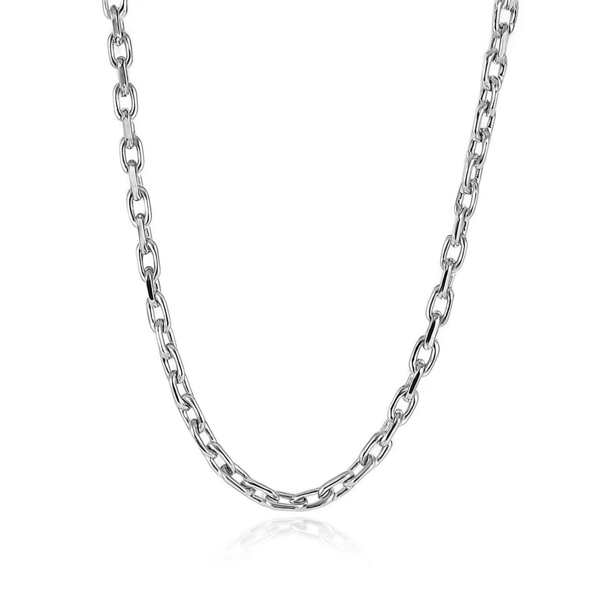 14k White Gold French Cable Link Chain (2.50 mm), view 2