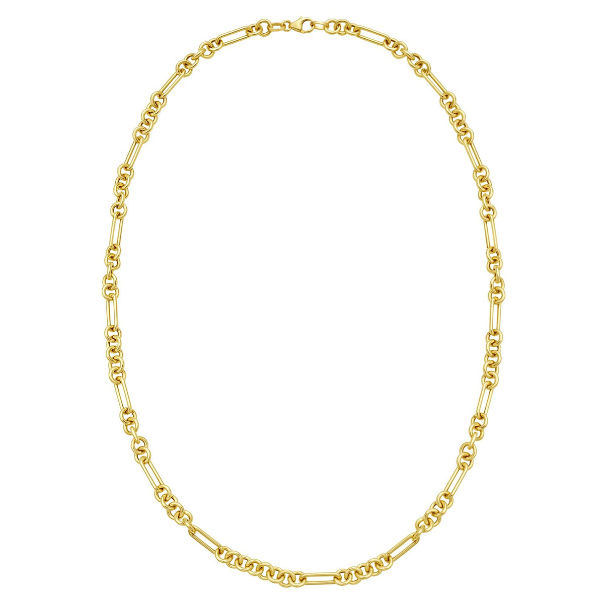 14K Yellow Gold Five And One Paperclip Link Chain Necklace, view 2