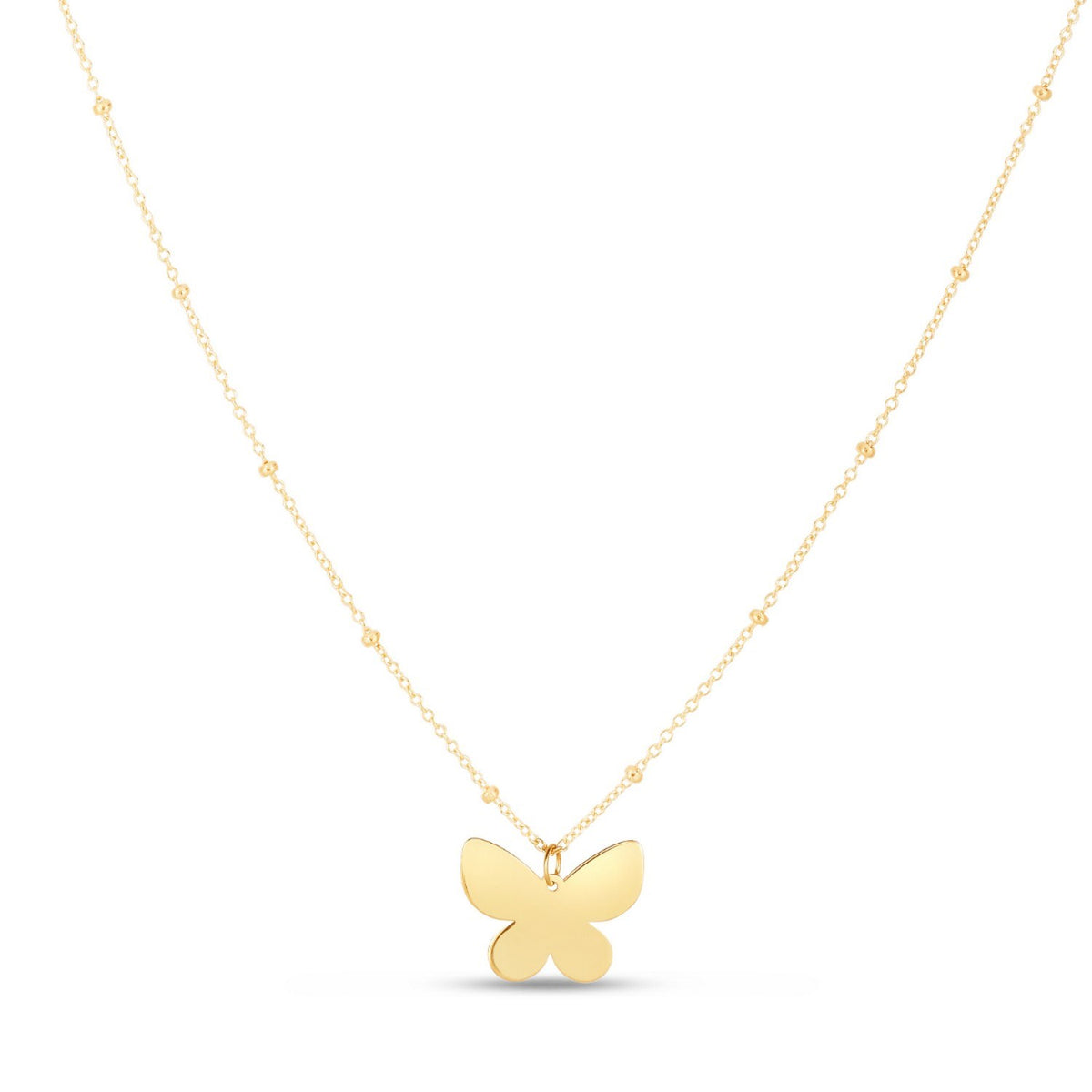 14K Yellow Gold Papillon Butterfly Necklace, view 4