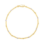 Two Tone Bar and Bead Bracelet in 14K Gold (1.70 mm), view 2