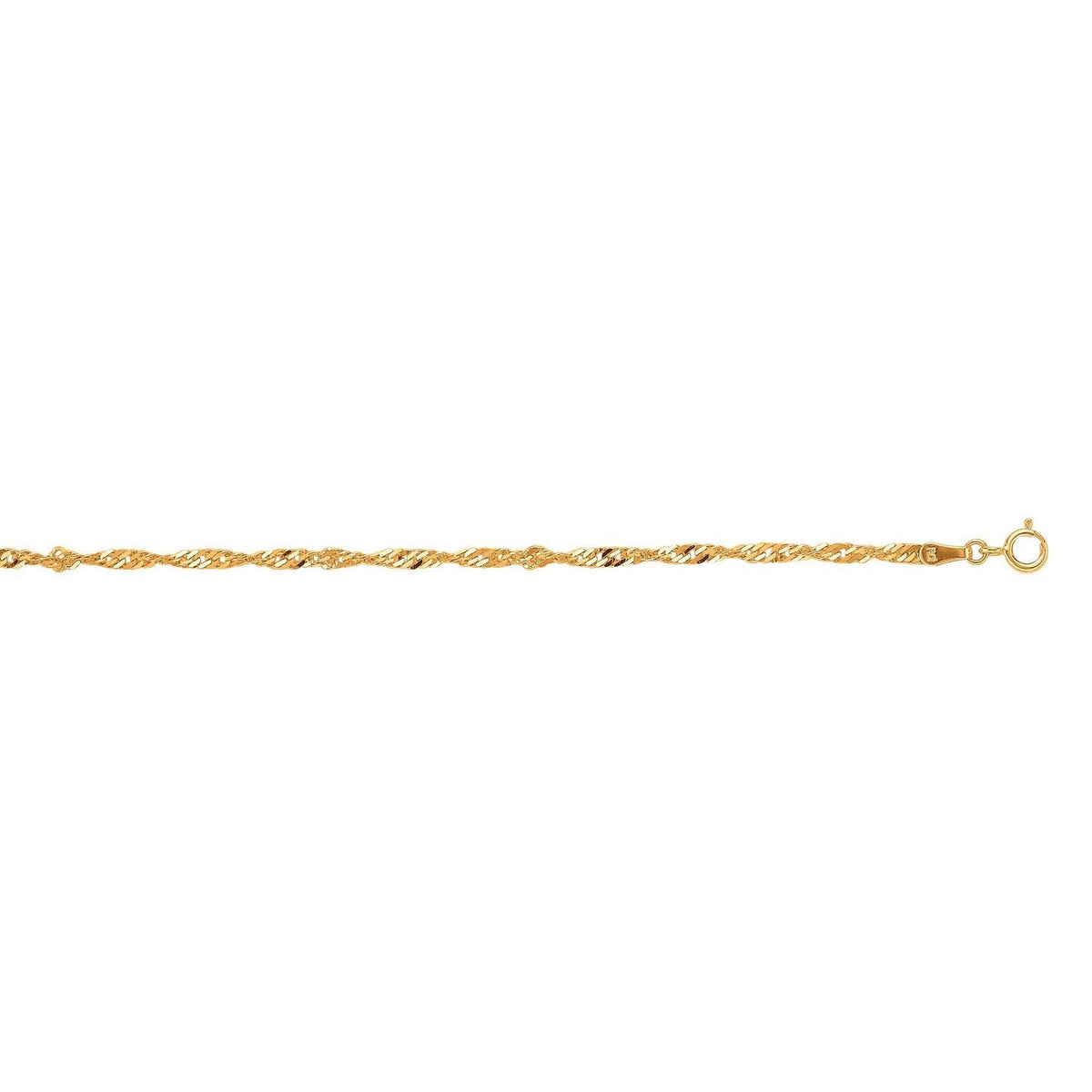 10K Yellow Gold Singapore Anklet 2.2mm, view 2