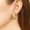 14K Yellow Gold 3 Row Graduated Hoop Earrings, view 2