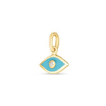 14K Yellow Gold Mini Blue Enamel Evil Eye Charm, view 2