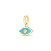 14K Yellow Gold Mini Blue Enamel Evil Eye Charm, view 2