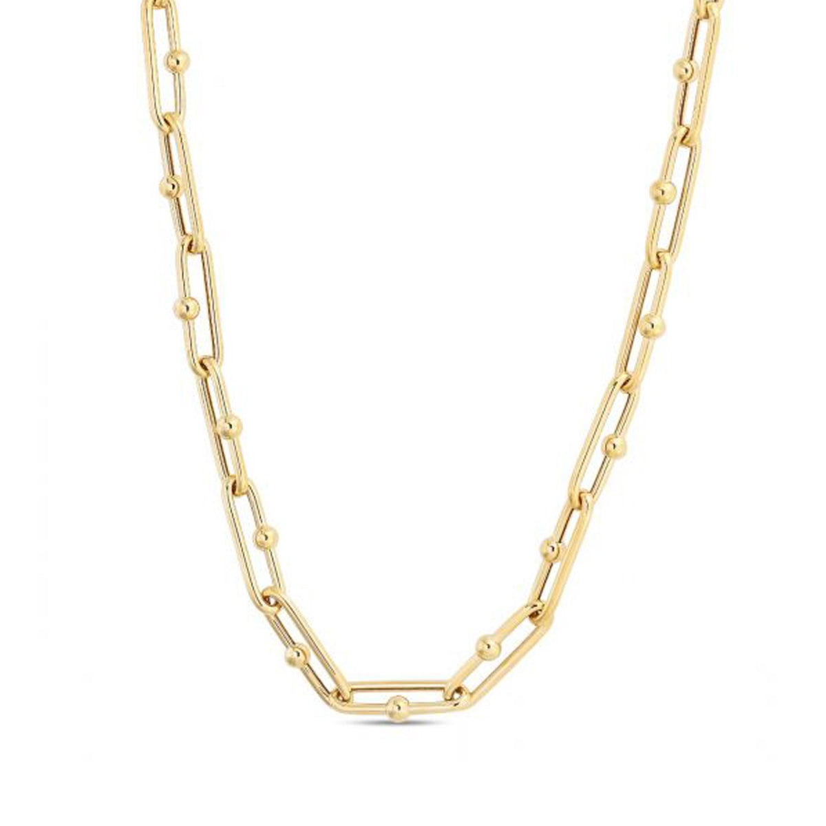 14K Yellow Gold High Polish Elongated Paperclip Jax Link Necklace