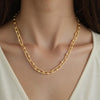 14K Yellow Gold High Polish Elongated Paperclip Jax Link Necklace, view 3