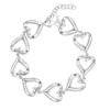 Sterling Silver Rhodium Plated Puffed Hearts Bracelet, view 3