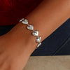 Sterling Silver Rhodium Plated Puffed Hearts Bracelet, view 4