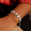 Sterling Silver Rhodium Plated Puffed Hearts Bracelet, view 5