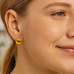 Puffed Up Graduated Hoop Earrings in 14K Yellow Gold, view 4