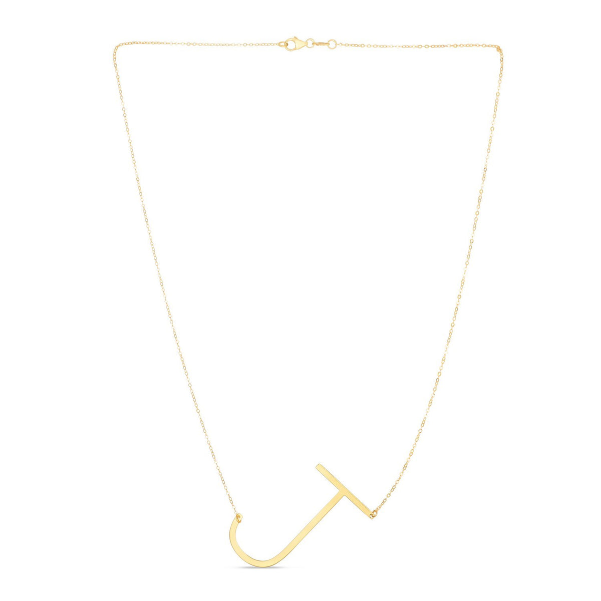 14K Yellow Gold Yours Truly Large Initial J Necklace, view 2