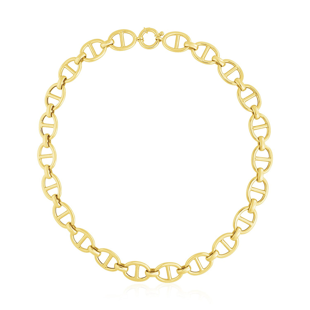 14K Yellow Gold High Polish Oval Mariner Link Necklace (13.80 mm)