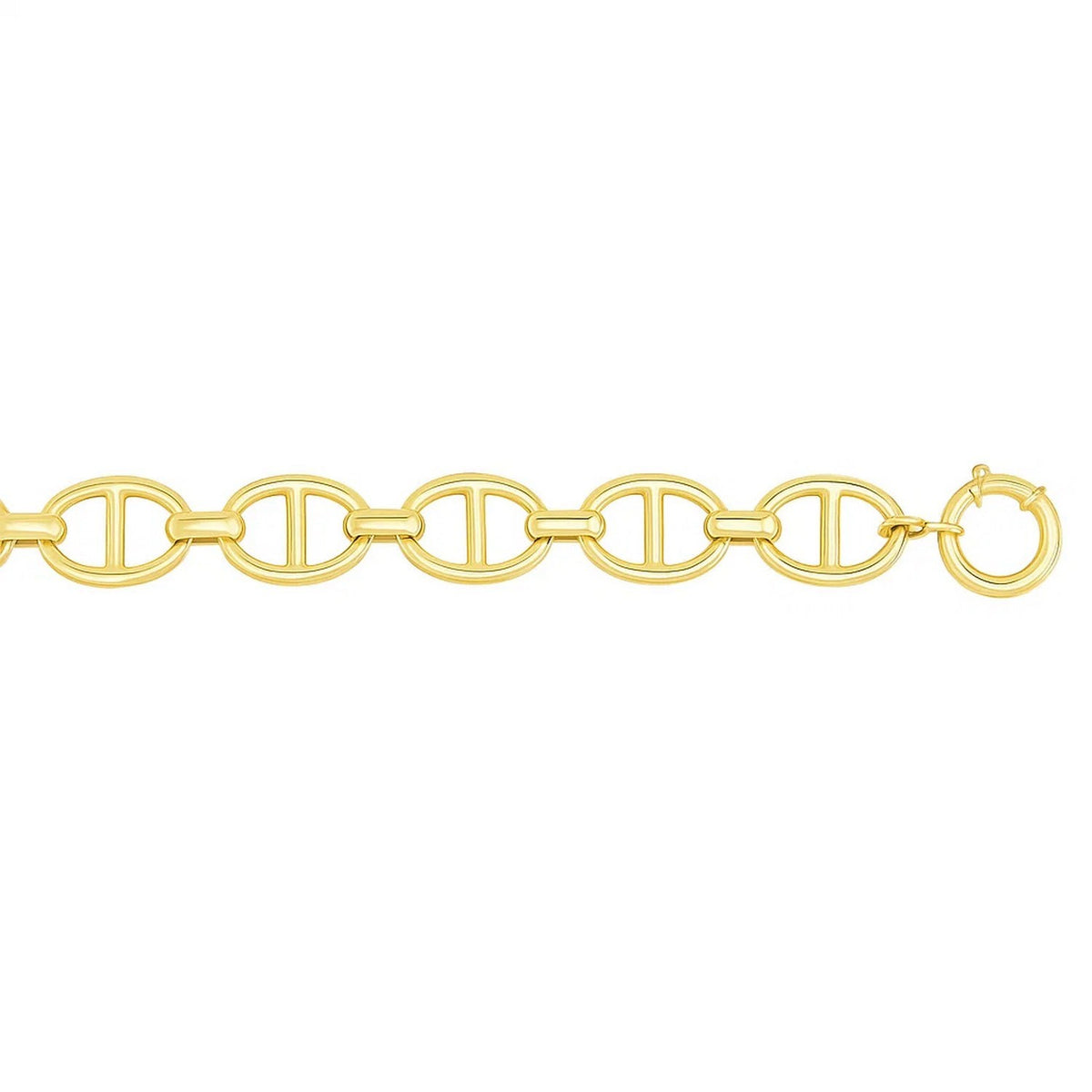 14K Yellow Gold High Polish Oval Mariner Link Necklace (13.80 mm), view 4