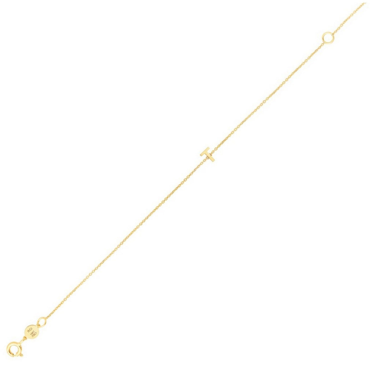14K Yellow Gold Mini Initial T Bracelet