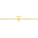14K Yellow Gold Mini Initial T Bracelet, view 3
