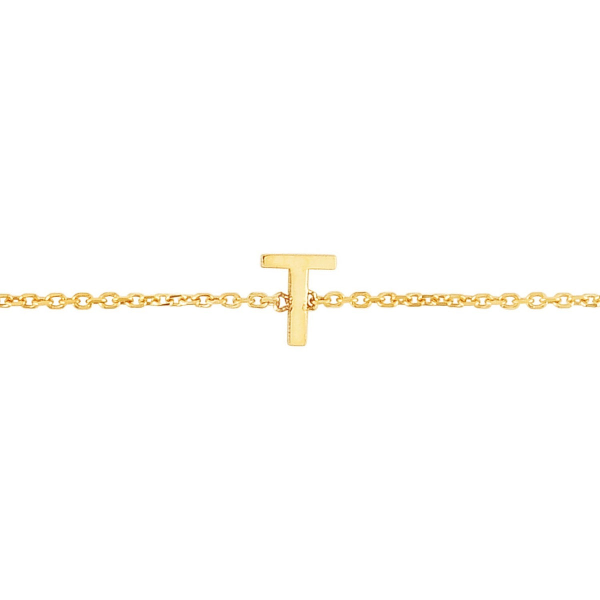 14K Yellow Gold Mini Initial T Bracelet, view 3