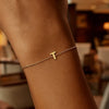14K Yellow Gold Mini Initial T Bracelet, view 7