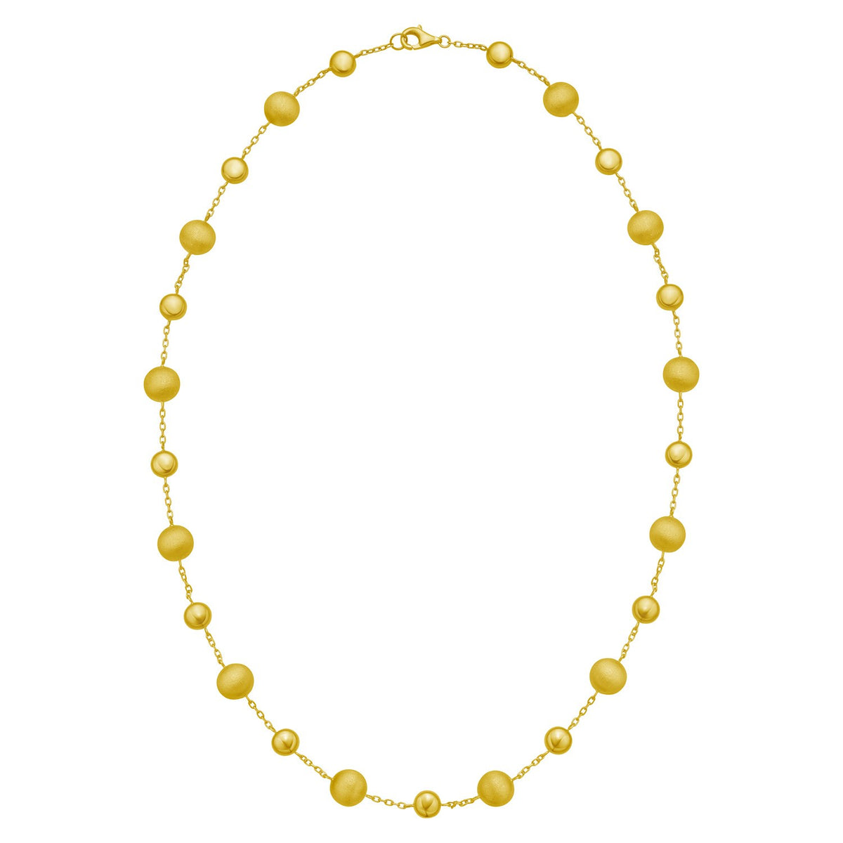 14K Yellow Gold Polished and Satin Pebble Necklace, view 2