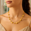 14K Yellow Gold Polished and Satin Pebble Necklace, view 3
