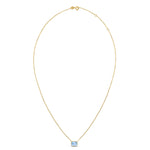 14K Yellow Gold Emerald Cut Blue Topaz Necklace