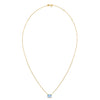 14K Yellow Gold Emerald Cut Blue Topaz Necklace