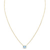 14K Yellow Gold Emerald Cut Blue Topaz Necklace, view 2