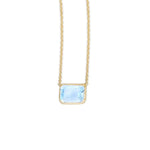 14K Yellow Gold Emerald Cut Blue Topaz Necklace, view 3