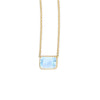 14K Yellow Gold Emerald Cut Blue Topaz Necklace, view 3