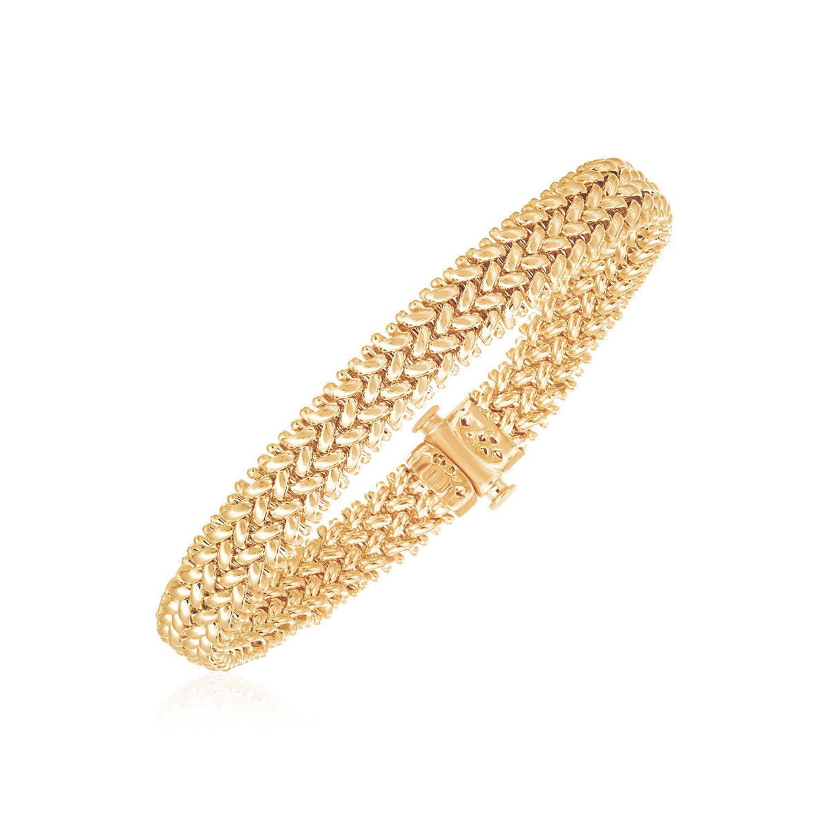 14K Yellow Gold High Polish Thick Braided Bracelet (8.80 mm)
