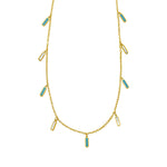 14K Yellow Gold Turquoise And MOP Inlay Station Necklace
