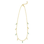 14K Yellow Gold Turquoise And MOP Inlay Station Necklace, view 2