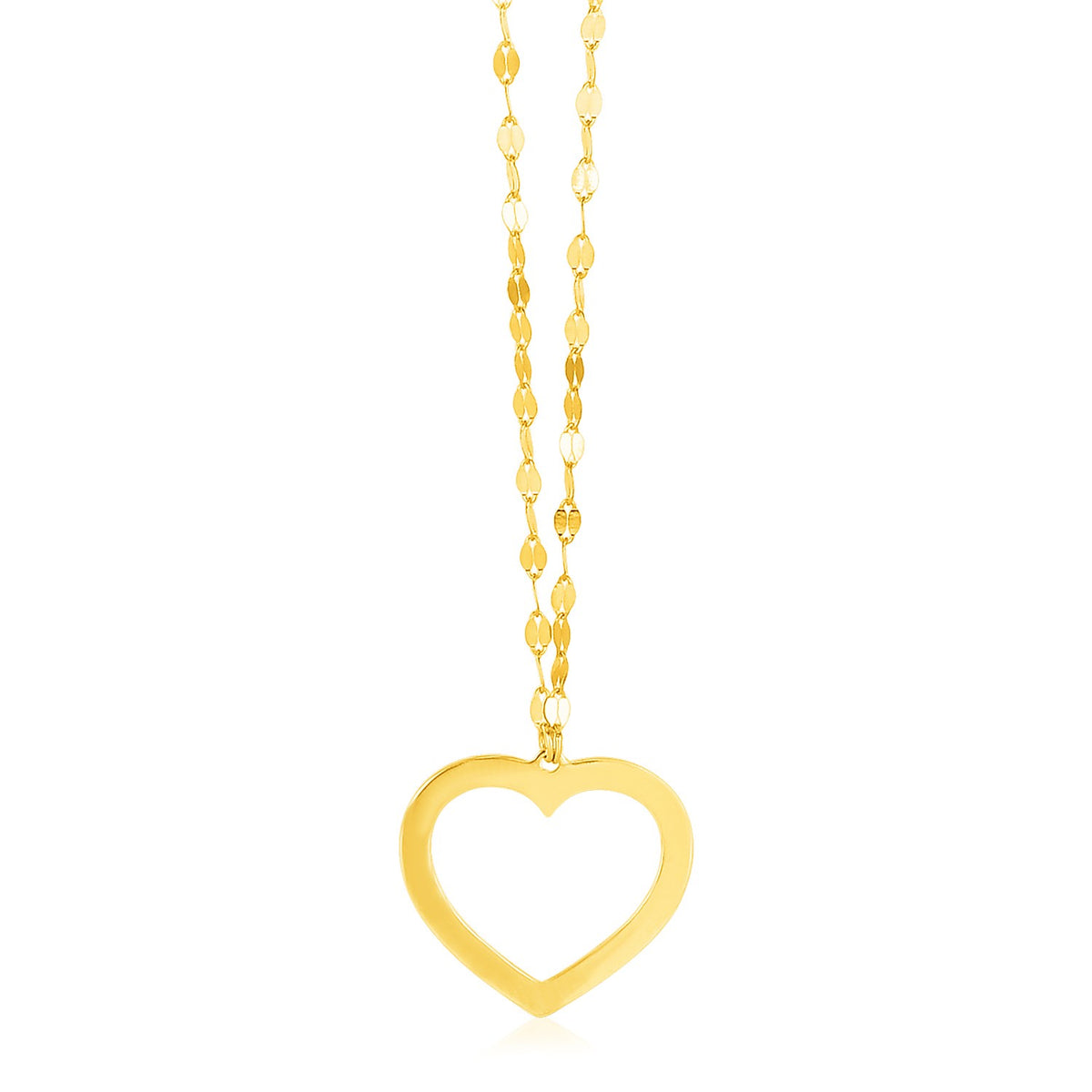 14K Yellow Gold Necklace with Reversible Heart Pendant